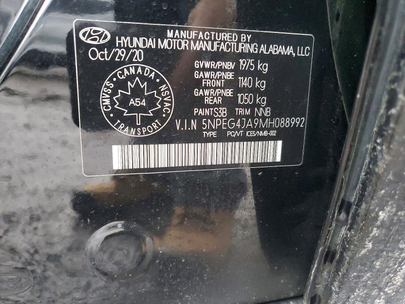 49324166 :رقم المزاد ، 5NPEG4JA9MH088992 vin ، 2021 Hyundai Sonata مزاد بيع