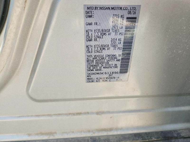 Продажа на аукционе авто 2017 Nissan Pathfinder, vin: 5N1DR2MN3HC611896, номер лота: 50954846