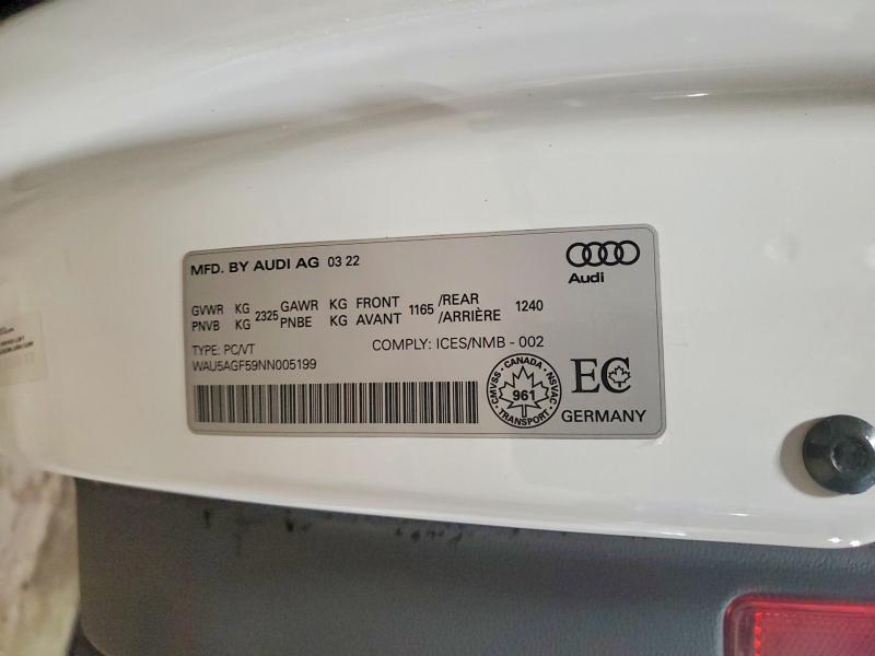 Auction sale of the 2022 Audi A5, vin: WAU5AGF59NN005199, lot number: 48266536