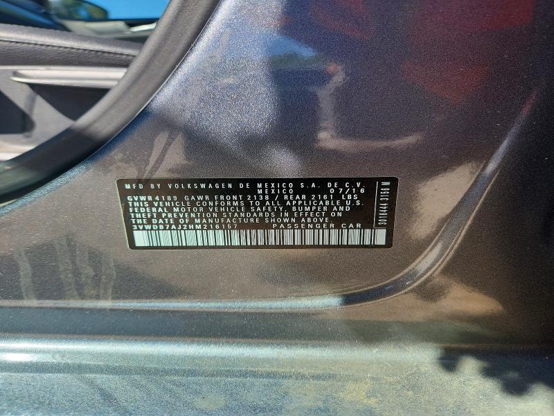 Aukcja sprzedaży 2017 Volkswagen Jetta, vin: 3VWDB7AJ2HM216157, numer aukcji: 50168546