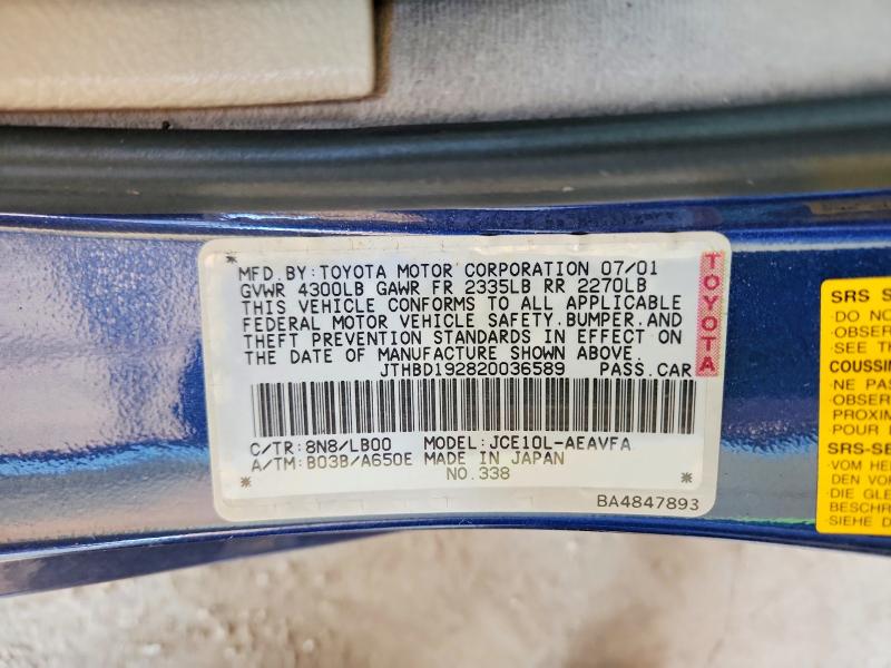 2002 Lexus Is 300 მანქანა იყიდება აუქციონზე, vin: JTHBD192820036589, აუქციონის ნომერი: 48874546
