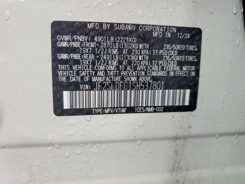 Продаж на аукціоні авто 2025 Subaru Forester, vin: JF2SLDFC1SH537801, номер лоту: 49583056