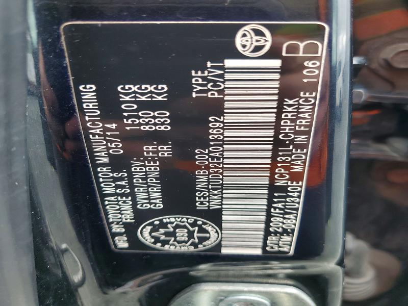 2014 Toyota Yaris მანქანა იყიდება აუქციონზე, vin: VNKKTUD32EA013692, აუქციონის ნომერი: 49875536