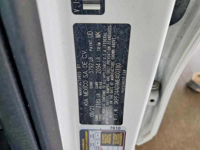 50336306 :رقم المزاد ، 3KPF24AD9ME400780 vin ، 2021 Kia Forte مزاد بيع