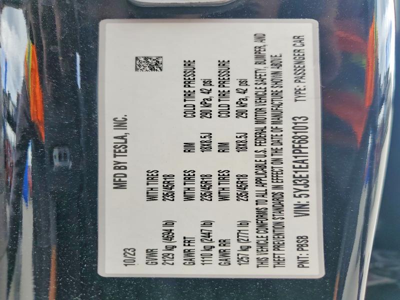 Aukcja sprzedaży 2023 Tesla Model 3, vin: 5YJ3E1EA1PF681013, numer aukcji: 50335296