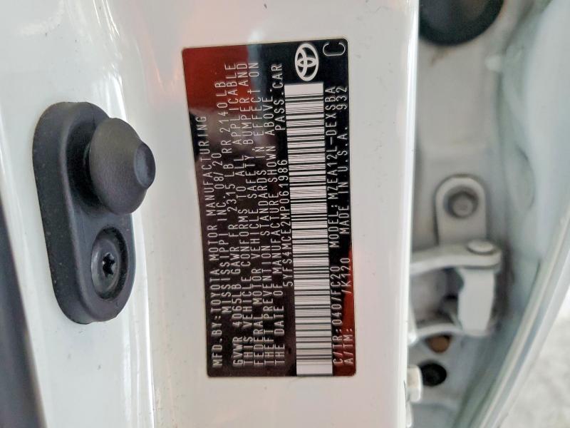 Продаж на аукціоні авто 2021 Toyota Corolla, vin: 5YFS4MCE2MP061986, номер лоту: 51491096