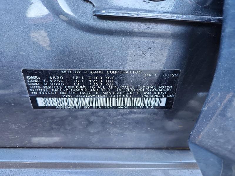 49331406 :رقم المزاد ، 4S3BWAN68P3016451 vin ، 2023 Subaru Legacy مزاد بيع