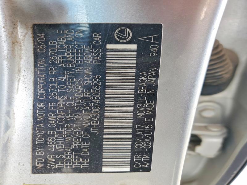 Aukcja sprzedaży 2004 Lexus Es, vin: JTHBA30G745055296, numer aukcji: 50729756