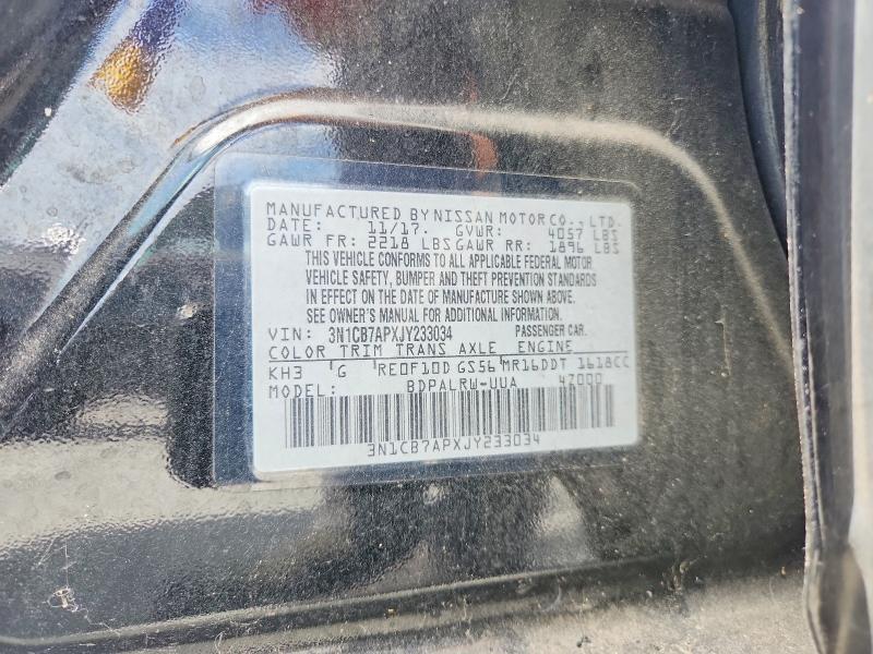 Aukcja sprzedaży 2018 Nissan Sentra, vin: 3N1CB7APXJY233034, numer aukcji: 48486116