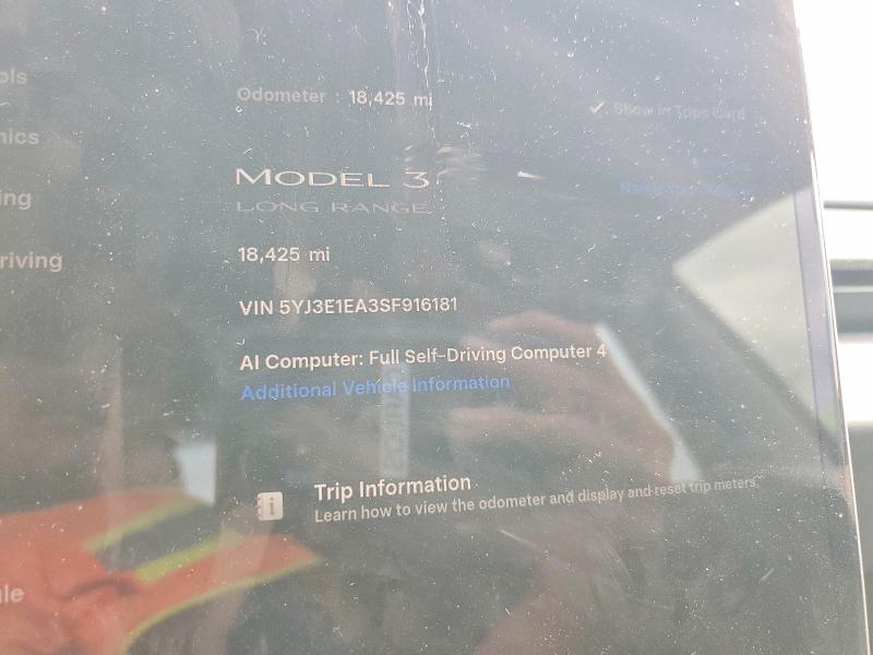 2025 Tesla Model 3 მანქანა იყიდება აუქციონზე, vin: 5YJ3E1EA3SF916181, აუქციონის ნომერი: 51525136
