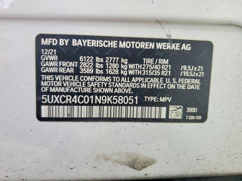Продажа на аукционе авто 2022 Bmw X5, vin: 5UXCR4C01N9K58051, номер лота: 50453916