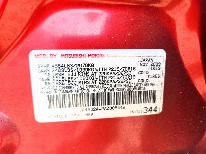 Продаж на аукціоні авто 2010 Mitsubishi Outlander, vin: JA4AS2AW2AZ005446, номер лоту: 48113566