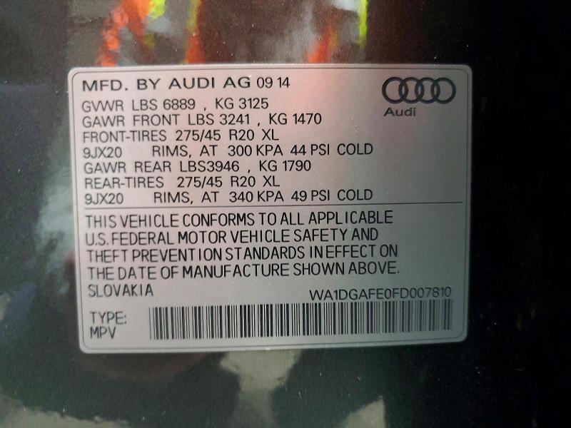 Aukcja sprzedaży 2015 Audi Q7, vin: WA1DGAFE0FD007810, numer aukcji: 48875476