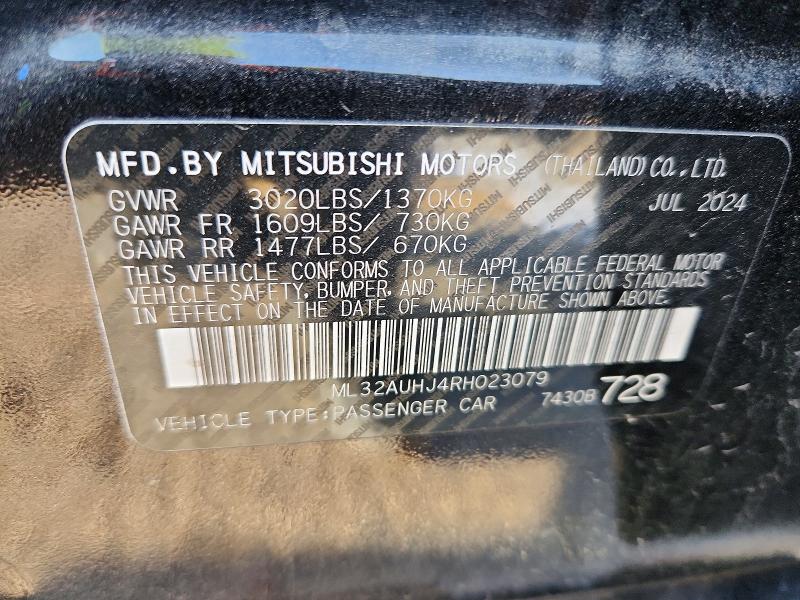 Продаж на аукціоні авто 2024 Mitsubishi Mirage, vin: ML32AUHJ4RH023079, номер лоту: 49119306