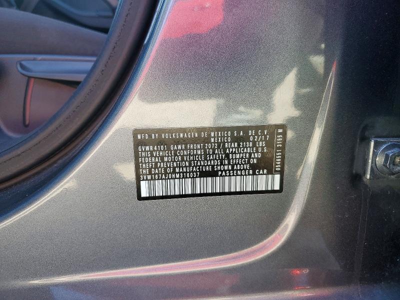 48955246 :رقم المزاد ، 3VW167AJ0HM316037 vin ، 2017 Volkswagen Jetta مزاد بيع
