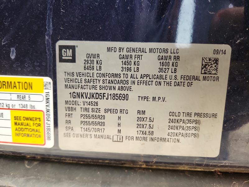 Aukcja sprzedaży 2015 Chevrolet Traverse, vin: 1GNKVJKD5FJ185690, numer aukcji: 48097446