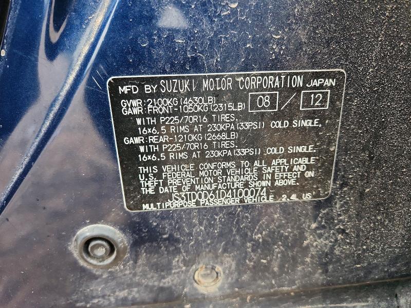 Aukcja sprzedaży 2013 Suzuki Grand Vitara, vin: JS3TD0D61D4100074, numer aukcji: 51565876