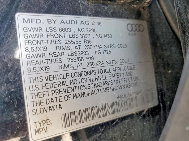 Продаж на аукціоні авто 2017 Audi Q7, vin: WA1LAAF78HD033413, номер лоту: 48870566
