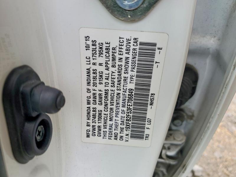 51314356 :رقم المزاد ، 19XFB2F53FE706849 vin ، 2015 Honda Civic مزاد بيع