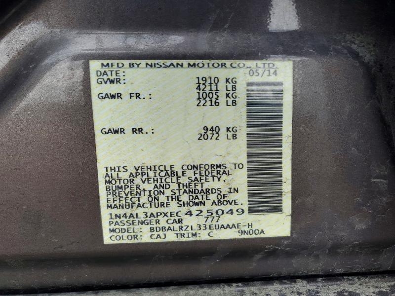 Aukcja sprzedaży 2014 Nissan Altima, vin: 1N4AL3APXEC425049, numer aukcji: 49914946