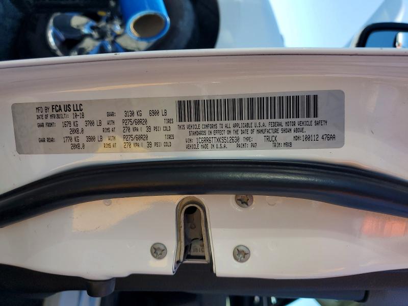 50677706 :رقم المزاد ، 1C6RR6TTXKS512630 vin ، 2019 Ram 1500 Classic مزاد بيع
