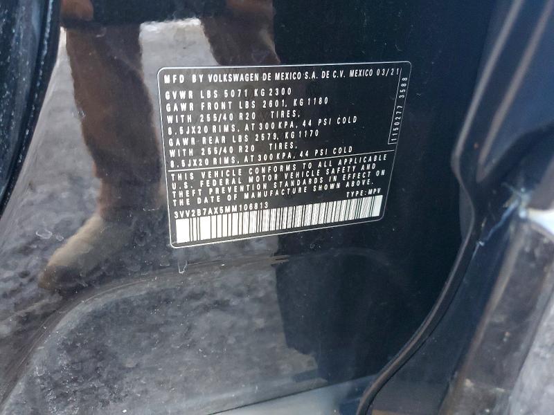 Aukcja sprzedaży 2021 Volkswagen Tiguan, vin: 3VV2B7AX5MM106813, numer aukcji: 51906736
