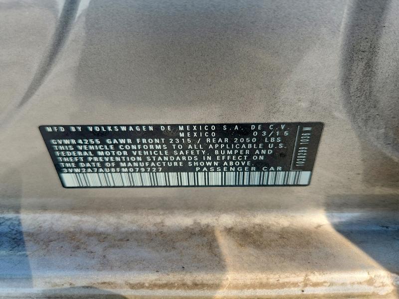 51296396 :رقم المزاد ، 3VW2A7AU8FM079727 vin ، 2015 Volkswagen Golf مزاد بيع