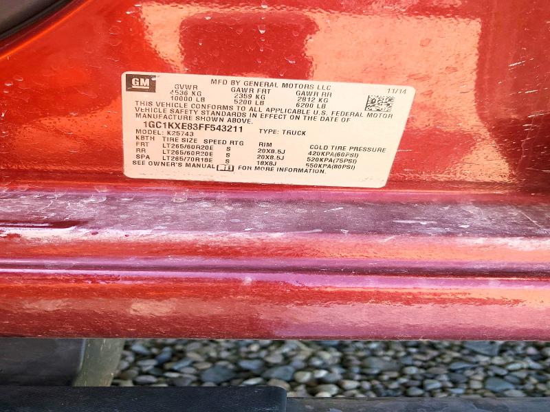 48652766 :رقم المزاد ، 1GC1KXE83FF543211 vin ، 2015 Chevrolet Silverado مزاد بيع