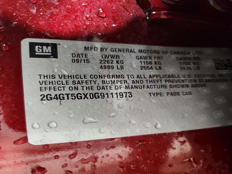 2016 Buick Regal მანქანა იყიდება აუქციონზე, vin: 2G4GT5GX0G9111973, აუქციონის ნომერი: 50494106