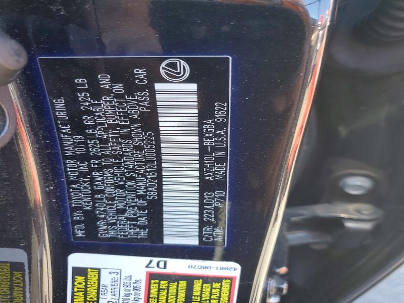 Aukcja sprzedaży 2020 Lexus Es, vin: 58AD21B12LU005225, numer aukcji: 50823956
