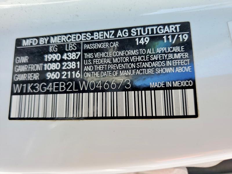 Продаж на аукціоні авто 2020 Mercedes-benz A, vin: W1K3G4EB2LW046673, номер лоту: 51156226