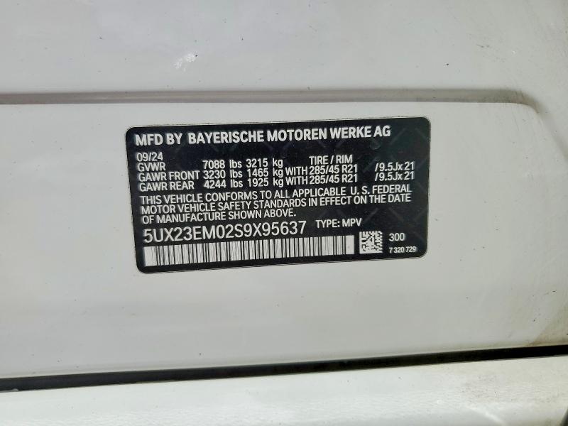 2025 Bmw X7 მანქანა იყიდება აუქციონზე, vin: 5UX23EM02S9X95637, აუქციონის ნომერი: 47557926