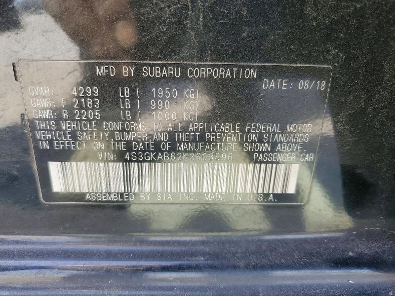 Продаж на аукціоні авто 2019 Subaru Impreza, vin: 4S3GKAB63K3603896, номер лоту: 50365356