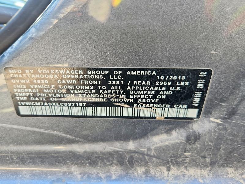 Aukcja sprzedaży 2014 Volkswagen Passat, vin: 1VWCM7A3XEC037157, numer aukcji: 48624346
