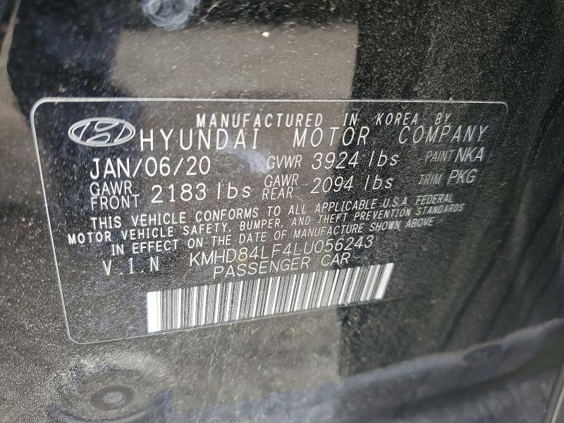 Aukcja sprzedaży 2020 Hyundai Elantra, vin: KMHD84LF4LU056243, numer aukcji: 51706916