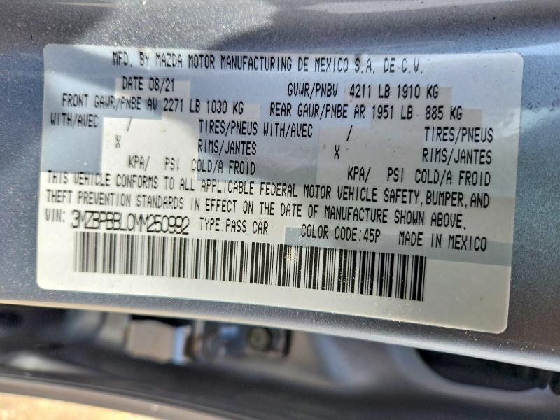 Aukcja sprzedaży 2021 Mazda 3, vin: 3MZBPBBL0MM250992, numer aukcji: 50436856