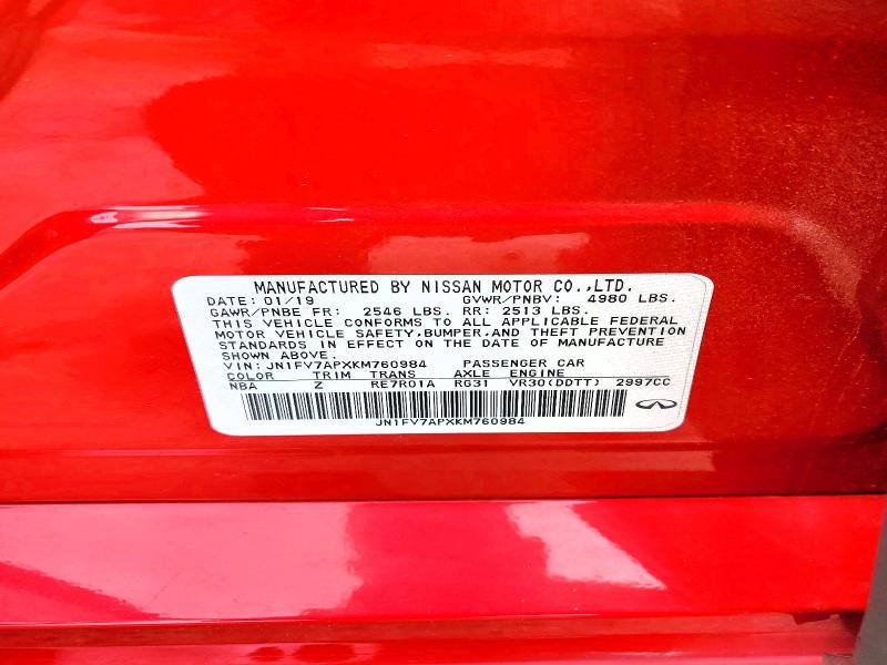 2019 Infiniti Q50 მანქანა იყიდება აუქციონზე, vin: JN1FV7APXKM760984, აუქციონის ნომერი: 50982366