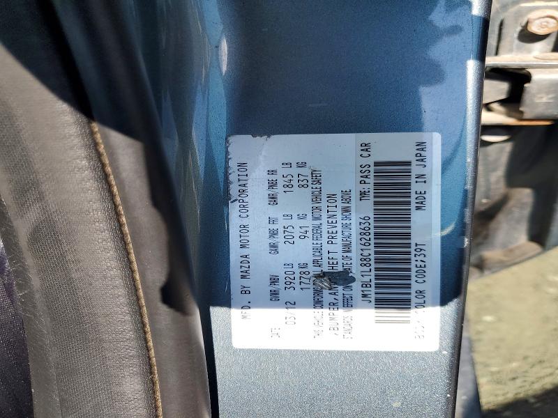 2012 Mazda 3 მანქანა იყიდება აუქციონზე, vin: JM1BL1L88C1628636, აუქციონის ნომერი: 50426956