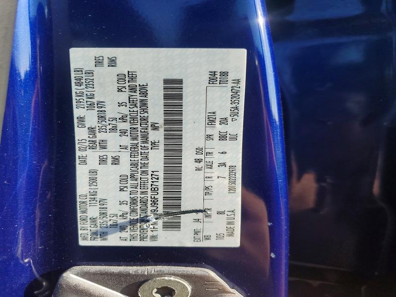 50912376 :رقم المزاد ، 1FMCU9J96FUB71271 vin ، 2015 Ford Escape مزاد بيع