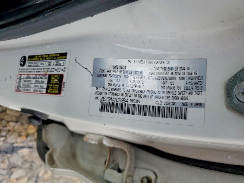 Продаж на аукціоні авто 2010 Mazda Cx-9, vin: JM3TB3MVXA0219944, номер лоту: 50603086