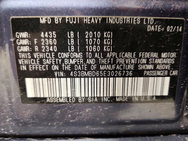 2014 Subaru Legacy მანქანა იყიდება აუქციონზე, vin: 4S3BMBD65E3026736, აუქციონის ნომერი: 48525456