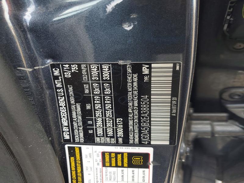 Продаж на аукціоні авто 2014 Mercedes-benz Ml, vin: 4JGDA5JB2EA388504, номер лоту: 51972486