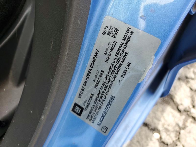 2013 Chevrolet Spark მანქანა იყიდება აუქციონზე, vin: KL8CD6S91DC589525, აუქციონის ნომერი: 50639226