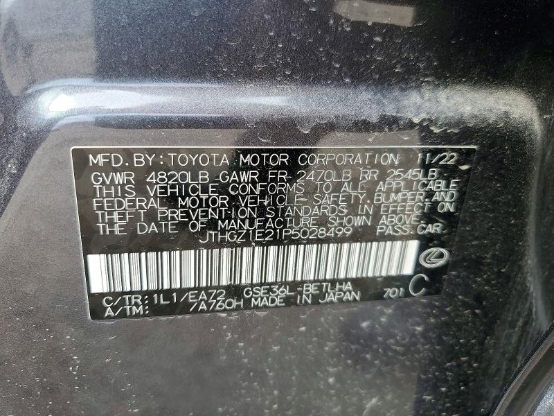 Aukcja sprzedaży 2023 Lexus Is 350, vin: JTHGZ1E21P5028499, numer aukcji: 49660826