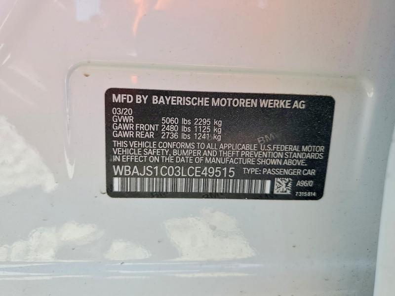 Aukcja sprzedaży 2020 Bmw 540, vin: WBAJS1C03LCE49515, numer aukcji: 48956786