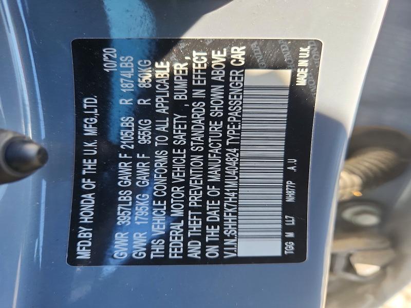Aukcja sprzedaży 2021 Honda Civic, vin: SHHFK7H41MU404824, numer aukcji: 51442026