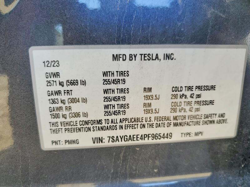 Aukcja sprzedaży 2023 Tesla Model Y, vin: 7SAYGAEE4PF965449, numer aukcji: 49666576