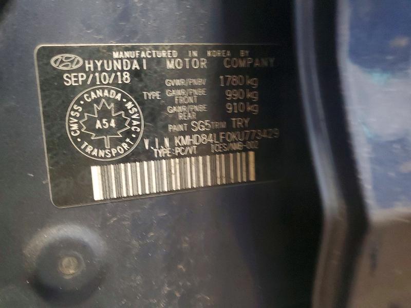 Aukcja sprzedaży 2019 Hyundai Elantra, vin: KMHD84LF0KU773429, numer aukcji: 50133386