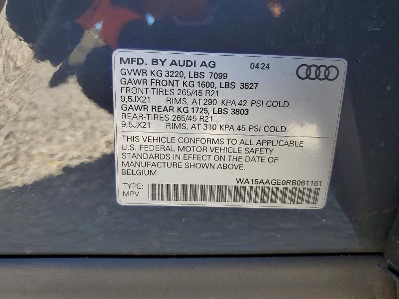 Продаж на аукціоні авто 2024 Audi Q8 E-tron, vin: WA15AAGE0RB061161, номер лоту: 49864566