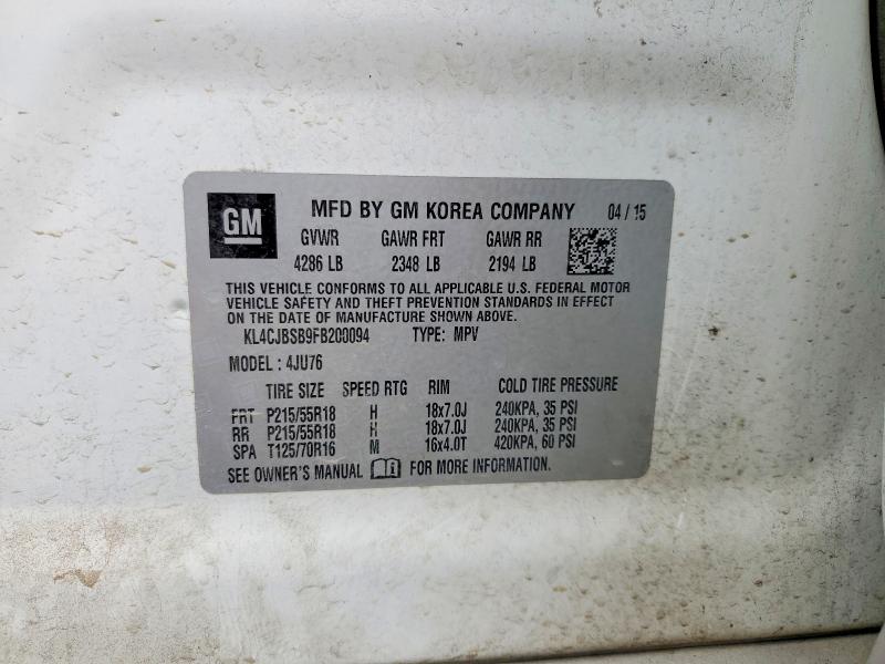 Продаж на аукціоні авто 2015 Buick Encore, vin: KL4CJBSB9FB200094, номер лоту: 49607156